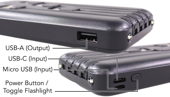 10,000mAh Multi Device Power Bank With Built In Cords