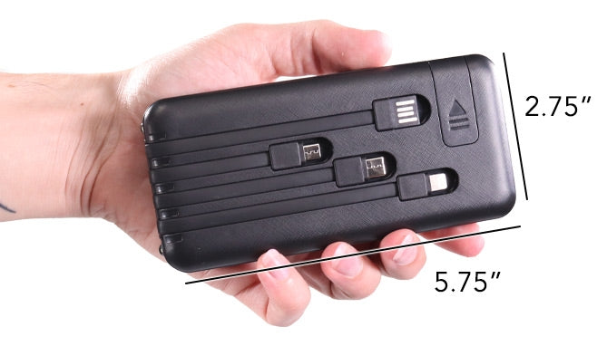 10,000mAh Multi Device Power Bank With Built In Cords
