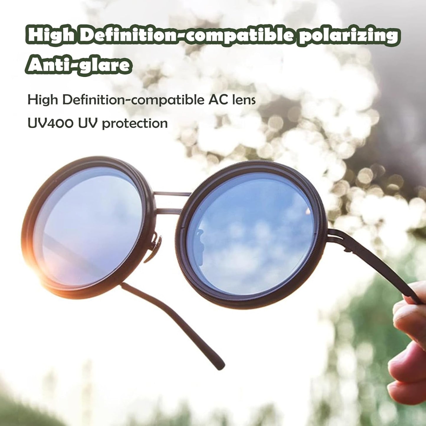 Adjustable 1-9 Sunglasses Fishing Rounded Polarized Glasses with ND Filter Lenses Handcrafted Retro Glasses Unisex Vintage Style