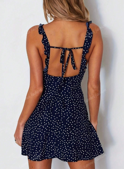 Y2K Fashion Polka Dot V-Neck Slip Dress