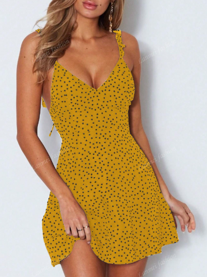 Y2K Fashion Polka Dot V-Neck Slip Dress