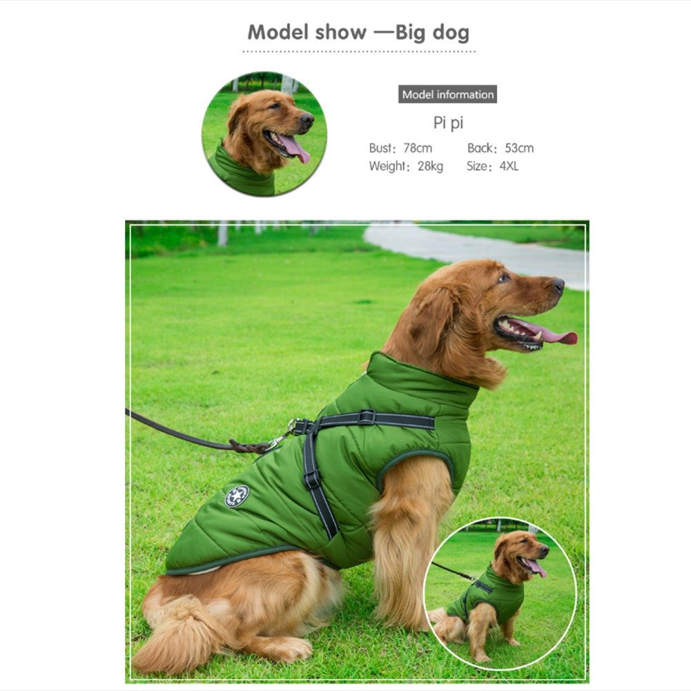 Waterproof Winter Dog Jacket with Integrated Harness - Keep Your Pet Warm and Secure