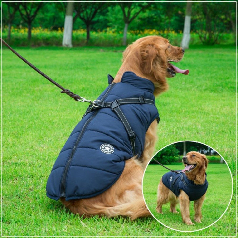 Waterproof Winter Dog Jacket with Integrated Harness - Keep Your Pet Warm and Secure