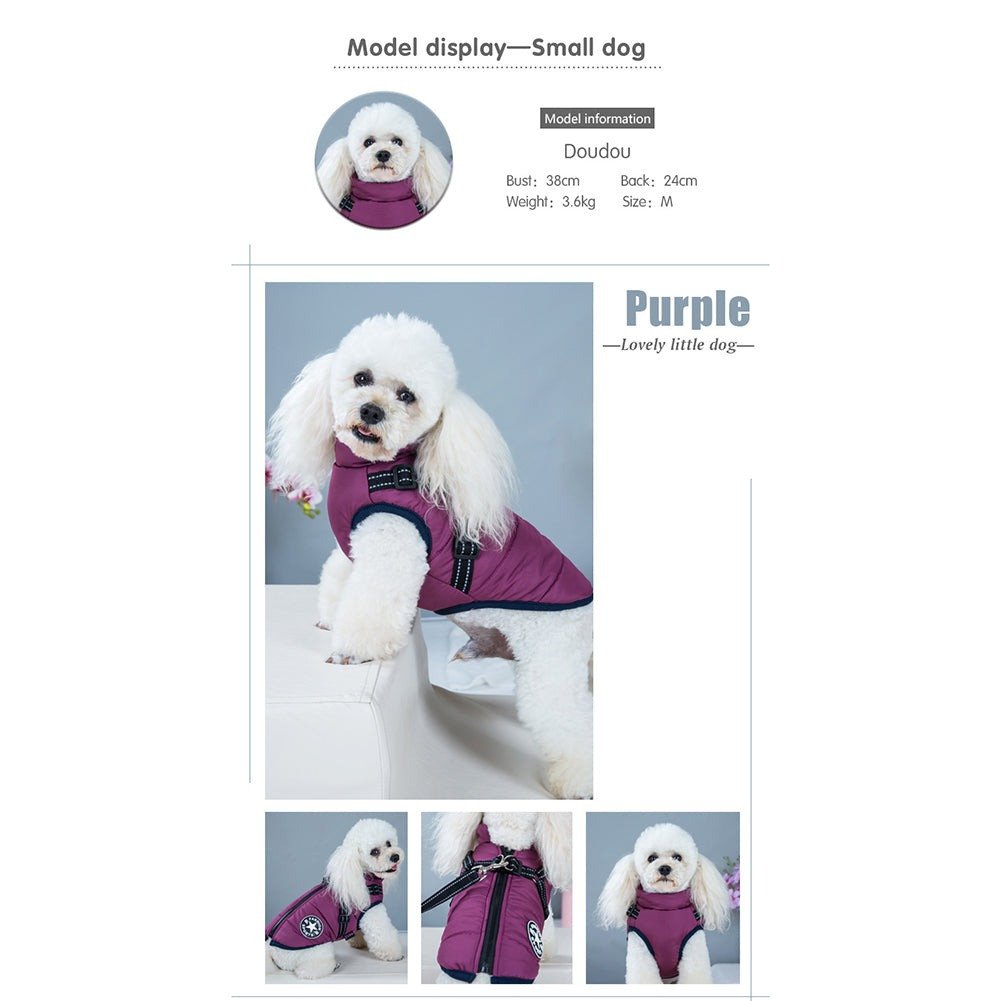 Waterproof Winter Dog Jacket with Integrated Harness - Keep Your Pet Warm and Secure