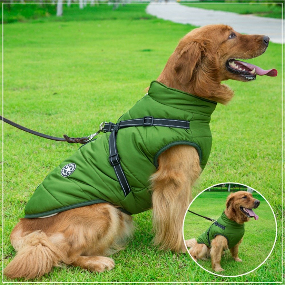 Waterproof Winter Dog Jacket with Integrated Harness - Keep Your Pet Warm and Secure