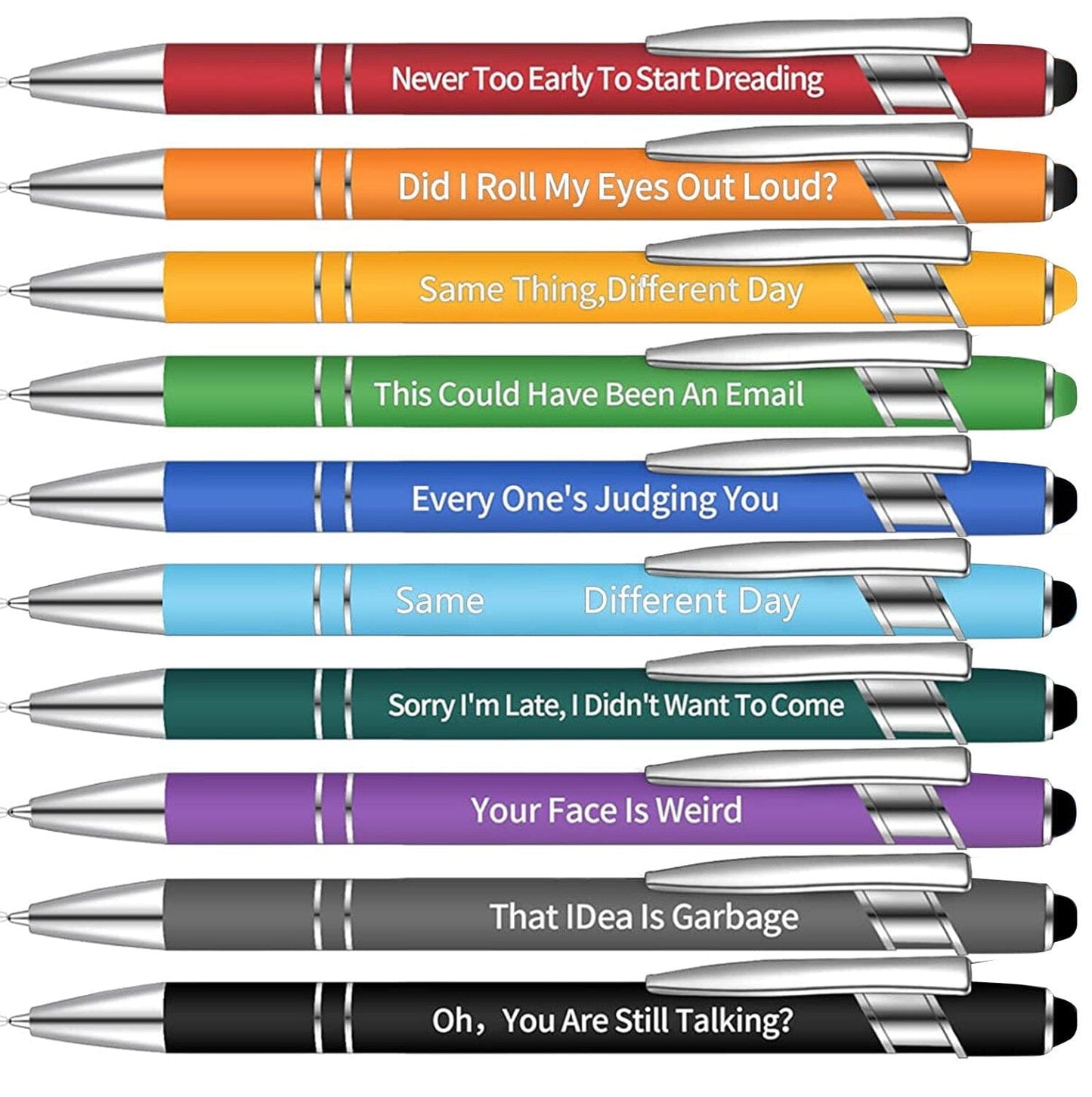 10pcs Funny Demotivational Office Ballpoint Pens (Black Ink)