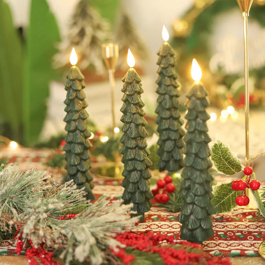 Christmas Tree Flameless Candles with 3D Flickering Flame