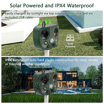 Ultrasonic Bird + Pest Repeller Solar Powered - Long Range