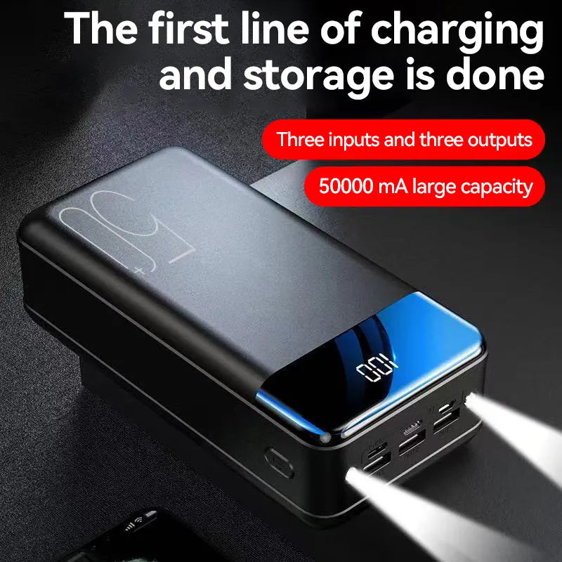 50000mAh Large Capacity Power Bank Mobile Phone Super Fast Charging Mobile Power Tablet Mobile Computer External Power Supply