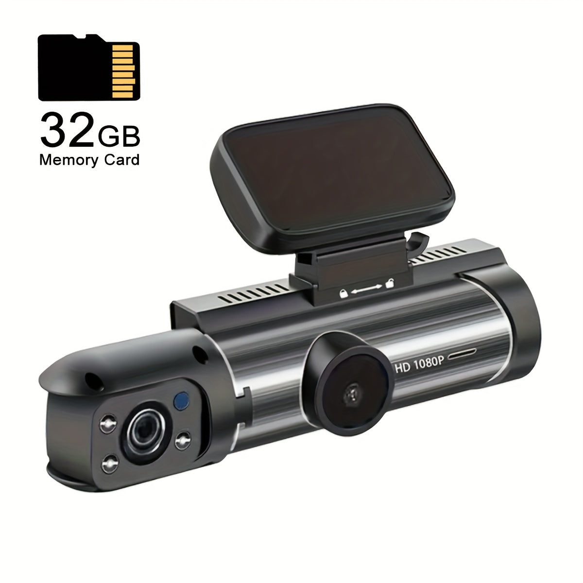 1080P Dual Camera Dash Cam For Cars With IR Night Vision, Loop Recording