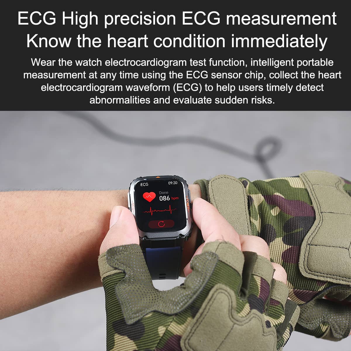 PH550 Fashion Outdoor Sports Health Smart Watch ECG/EKG Blood Glucose Bluetooth Call 100+ Sports Modes