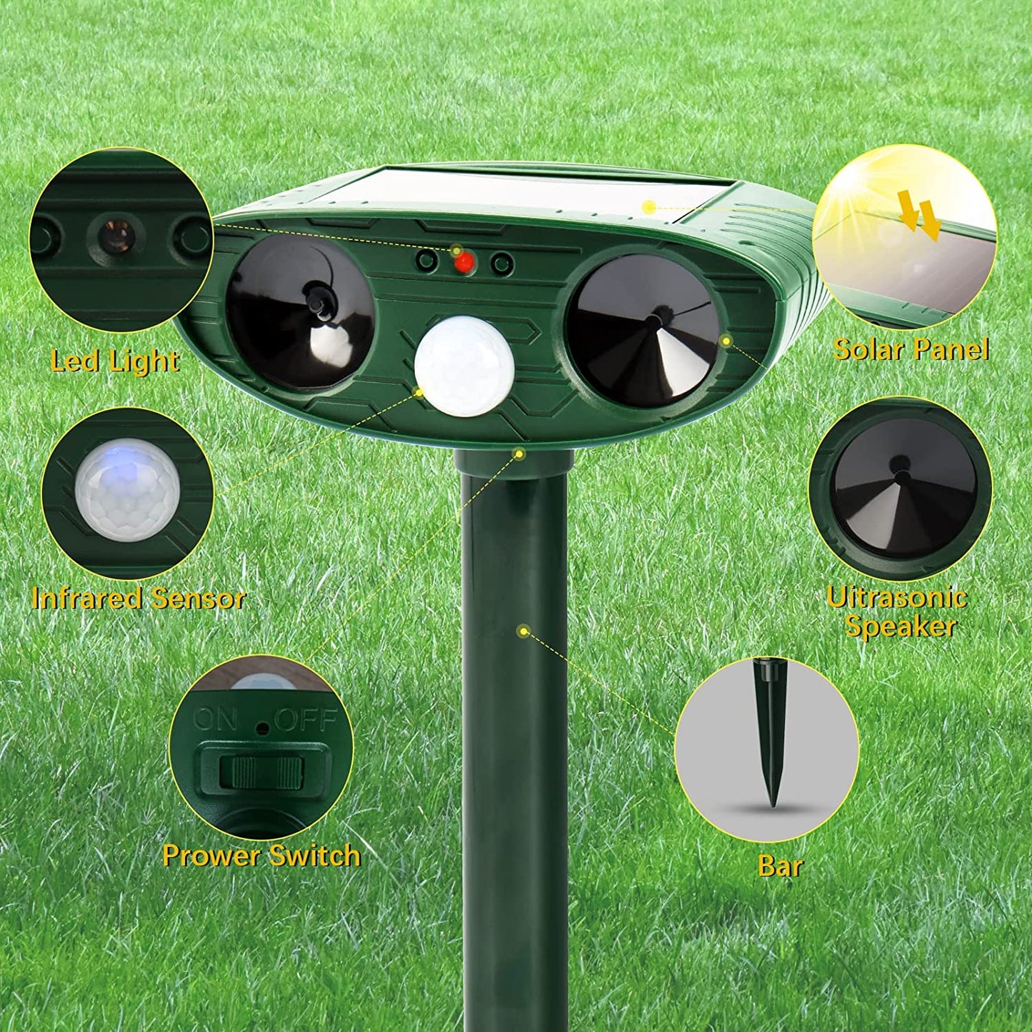 Ultrasonic Deer Repeller Solar Powered, Keep Deer out of Garden