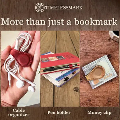 TimelessMark - Personalized Magnetic Leather Bookmark - Red