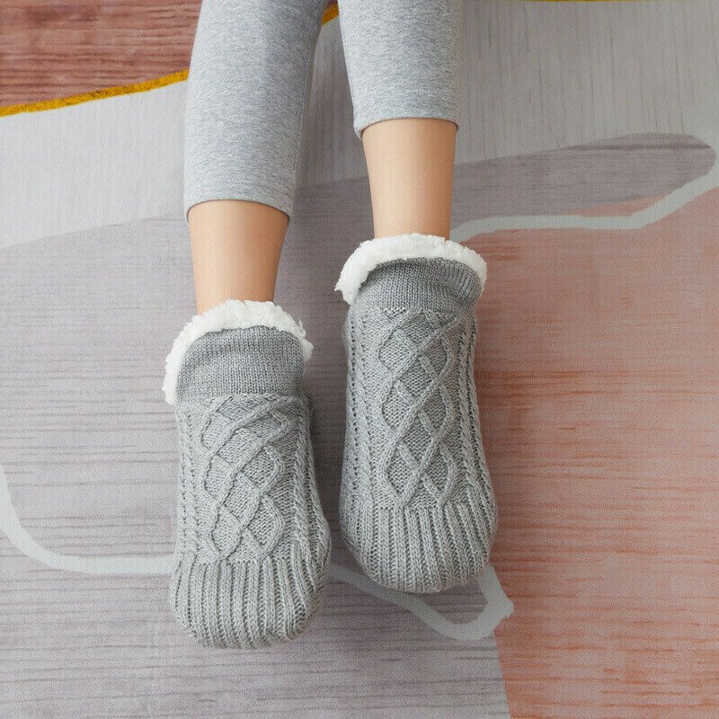 New Woven And Velvet Indoor Socks Slippers