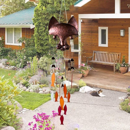 🐱Handcrafted Metal Cat and Fish Wind Chime🎏