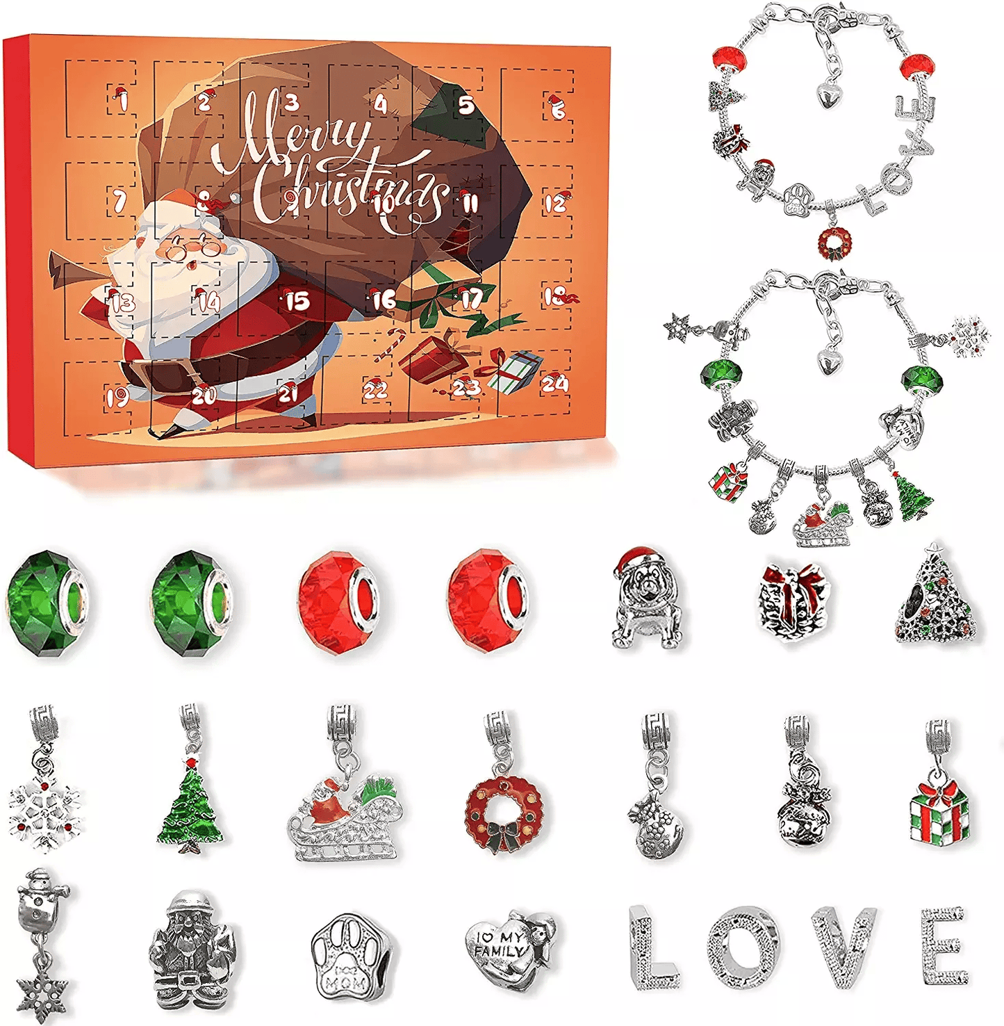 DIY Christmas Advent Calendar Bracelets Set