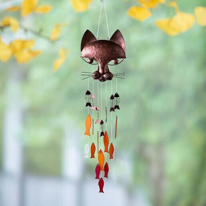 🐱Handcrafted Metal Cat and Fish Wind Chime🎏