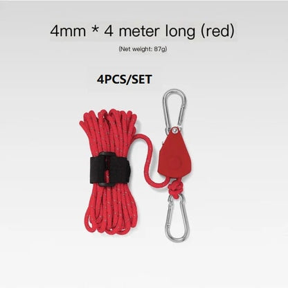 Portable Adjustable Fix Tent High Strength Fast Release Pulley Camping Rope(4 Pcs/Set)