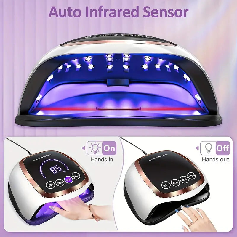 Home and Salon Nail Curing Lamp with Auto Sensor / 4 Timer Settings for Gel Polish LED Nail Dryer