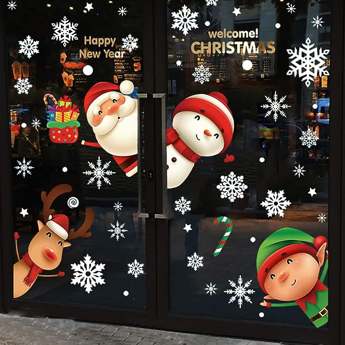 Christmas Window Stickers Set – Festive Holiday Décor for Home & Office
