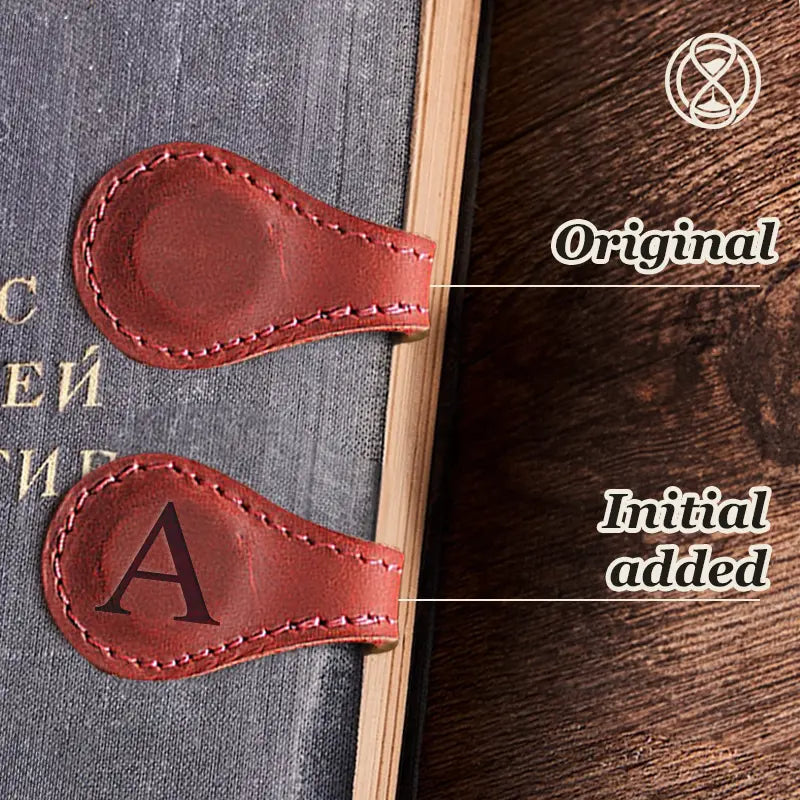 TimelessMark - Personalized Magnetic Leather Bookmark - Black