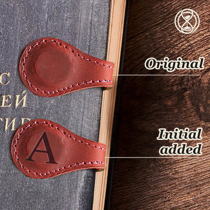 TimelessMark - Personalized Magnetic Leather Bookmark - Red