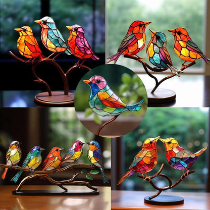 Stained Acrylic Birds Ornaments