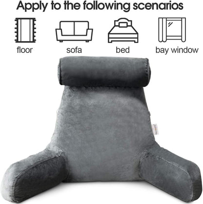 Backrest Pillow With Arms and Adjustable Headrest