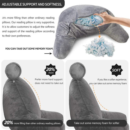 Backrest Pillow With Arms and Adjustable Headrest