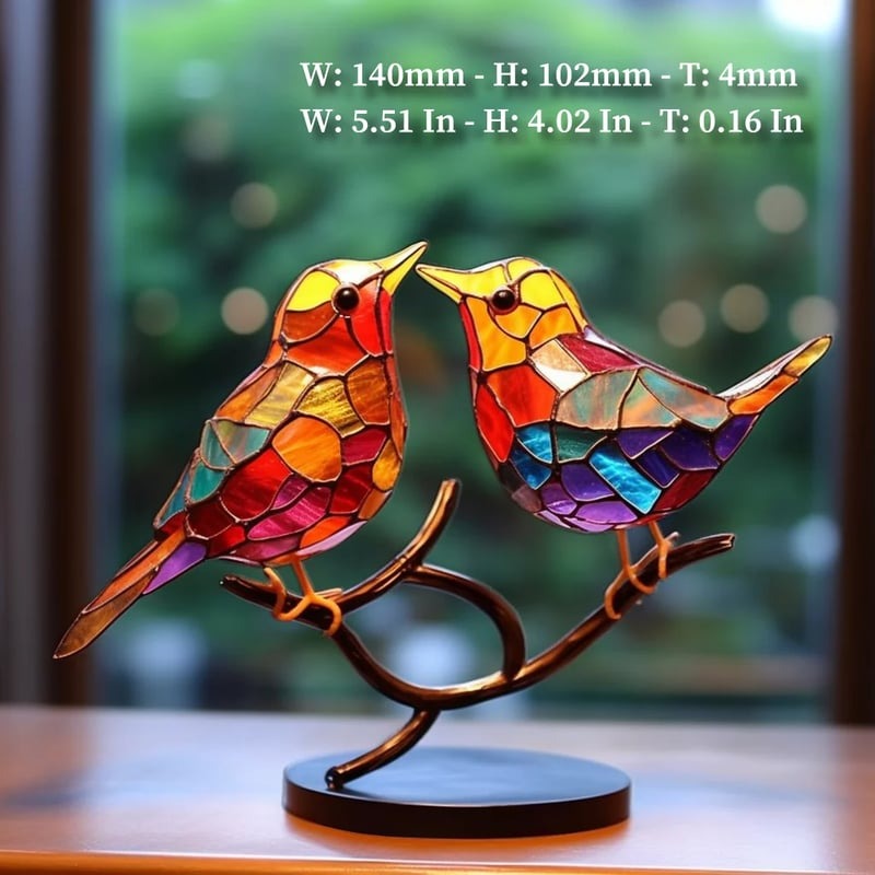 Stained Acrylic Birds Ornaments