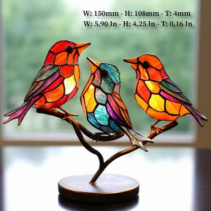 Stained Acrylic Birds Ornaments