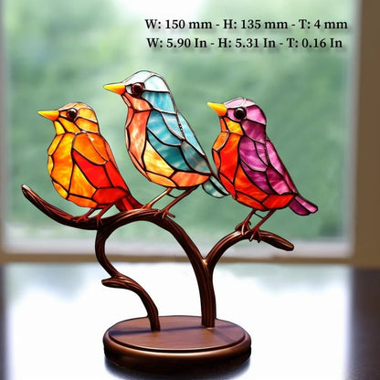 Stained Acrylic Birds Ornaments