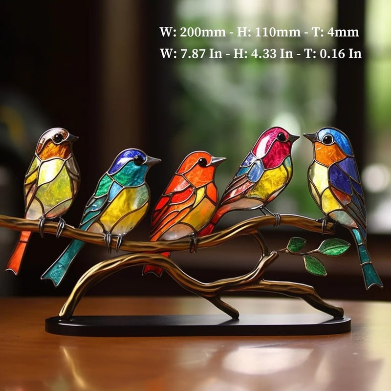 Stained Acrylic Birds Ornaments