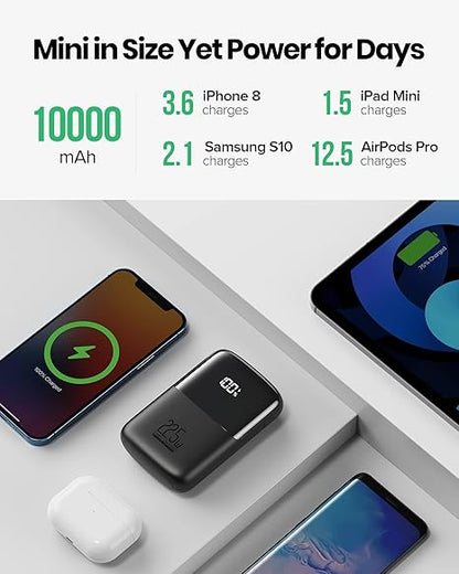 INIU Portable Charger, Smallest 22.5W 10000mAh Power Bank, USB C in/Output Fast Charging 3-Output Mini Battery Pack Charger with Phone Holder for iPhone 16 15 14 13 12 Samsung S23 Google iPad Tablet