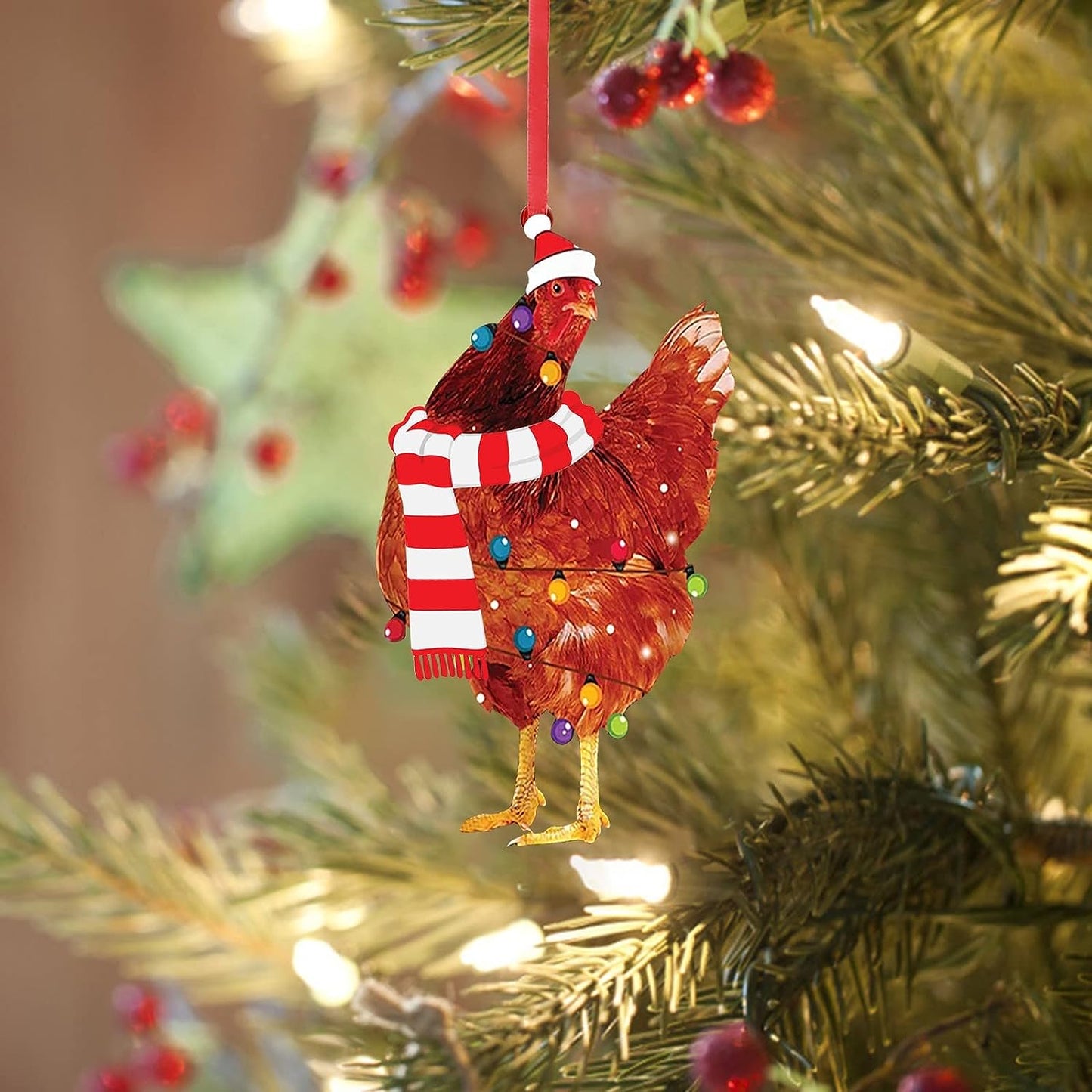 Christmas Chicken Ornament