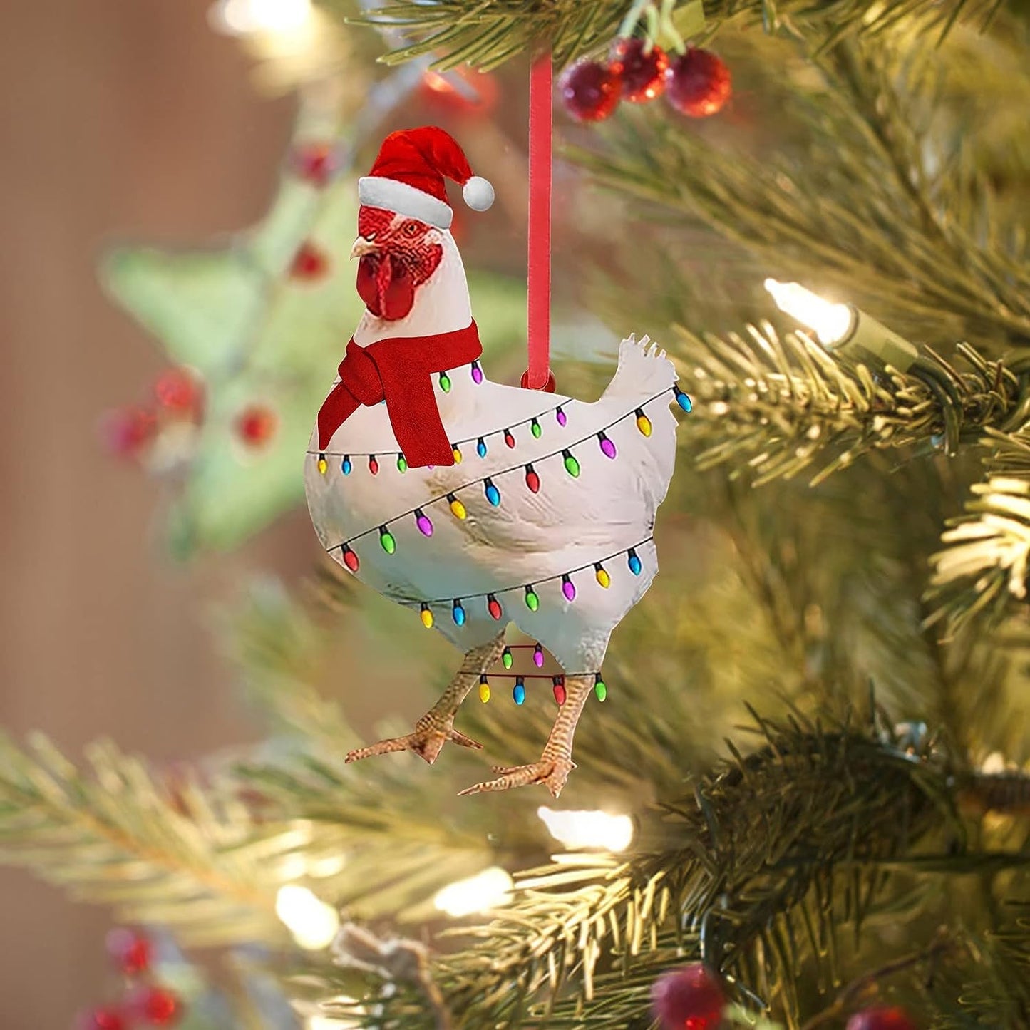 Christmas Chicken Ornament