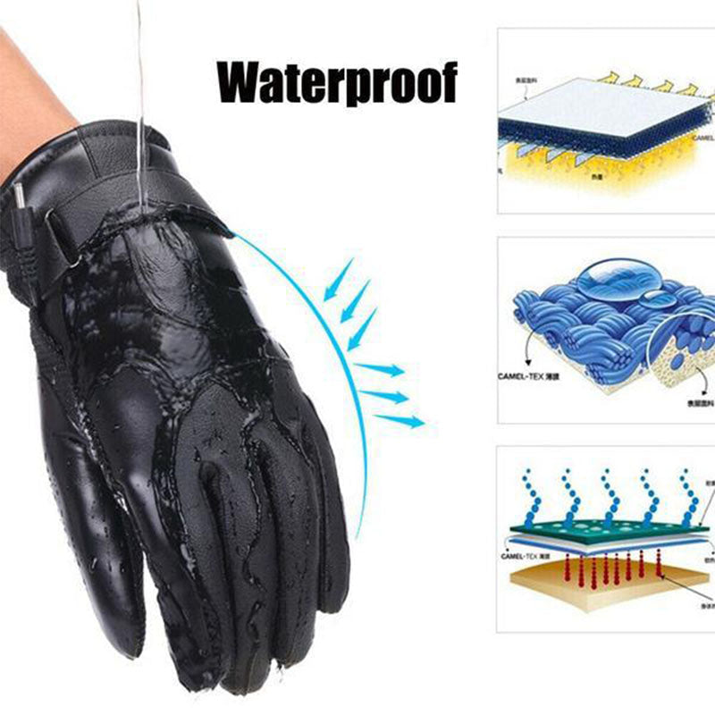 Up To 140°F Electric Waterproof/Snowproof Heated Gloves With Touch Screen Sensor