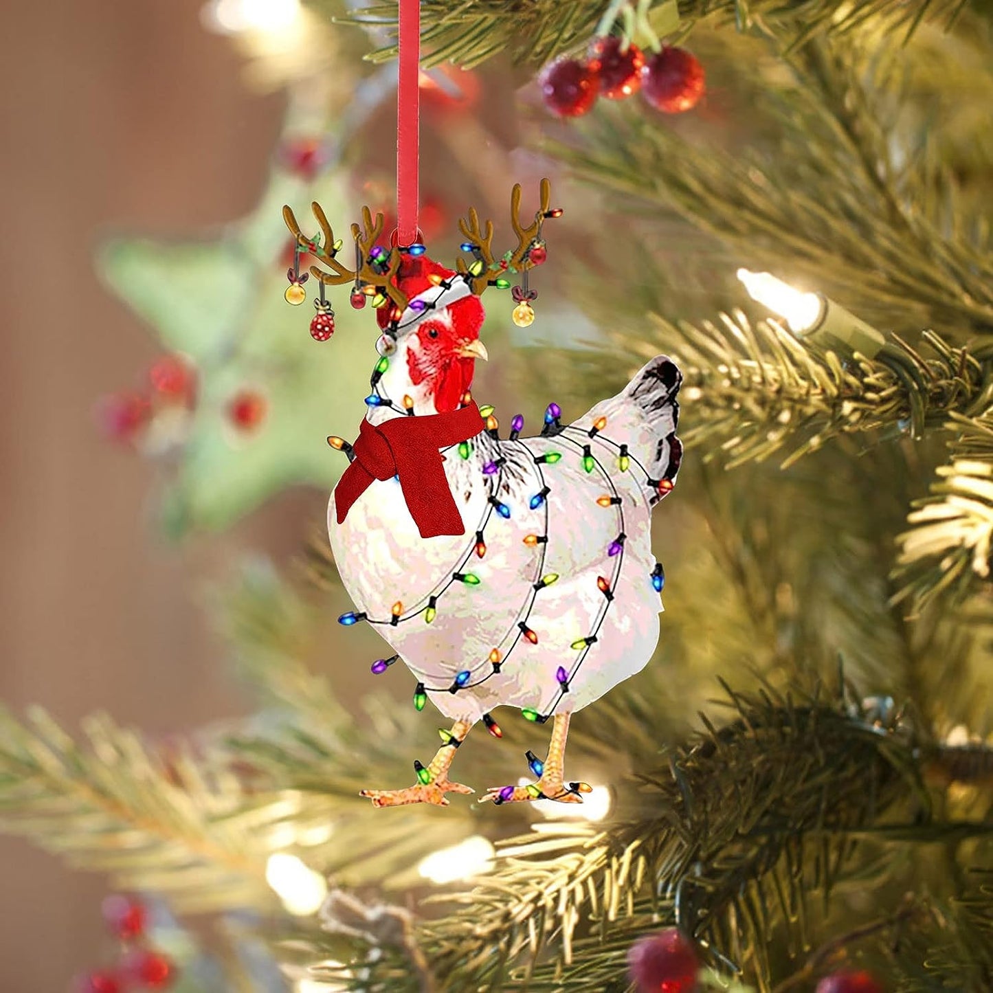 Christmas Chicken Ornament