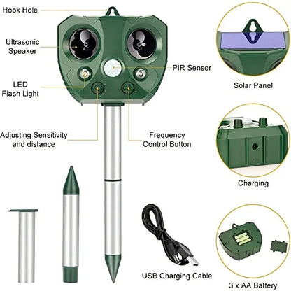 Solar Powered Ultrasonic Animal Repeller