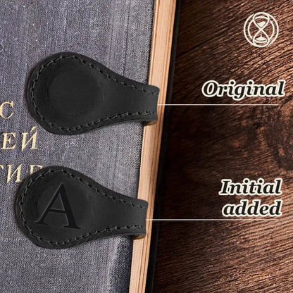 TimelessMark - Personalized Magnetic Leather Bookmark - Red
