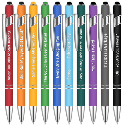 10pcs Funny Demotivational Office Ballpoint Pens (Black Ink)