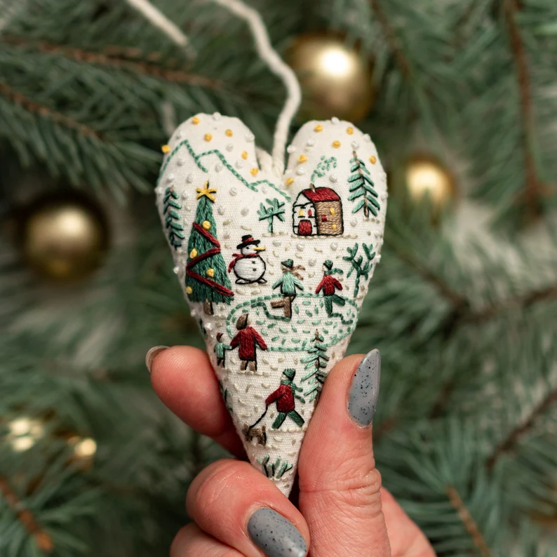 🎉2025 Christmas Carnival Eve Sale 49% Discount-DIY Heart Shaped Hand Embroidered Christmas Ornament Kit