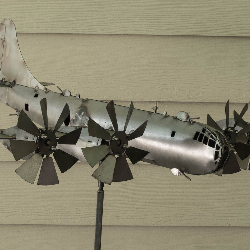 B-29 Super Fortress Aircraft Wind Spinner Metal Windmill Wind Energy Garden Sculpture