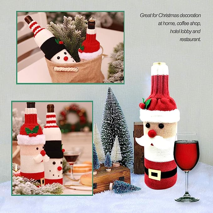 🎅Knitted Christmas Wine Bottle Sleeve