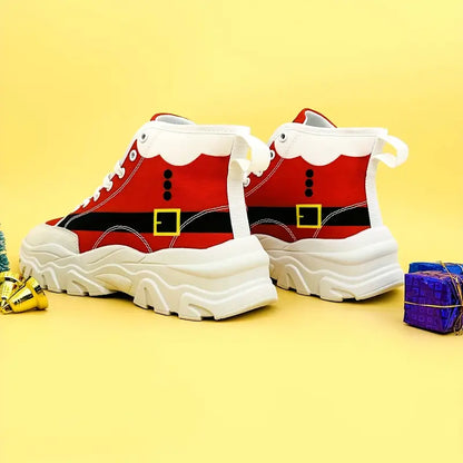 Men’s Trendy Santa Claus High Top Canvas Sneakers – Cool Christmas Party Shoes, Non-Slip & Wear-Resistant Holiday Gift for Men