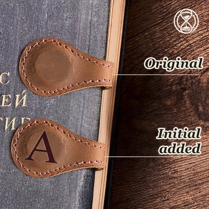 TimelessMark - Personalized Magnetic Leather Bookmark - Coffee