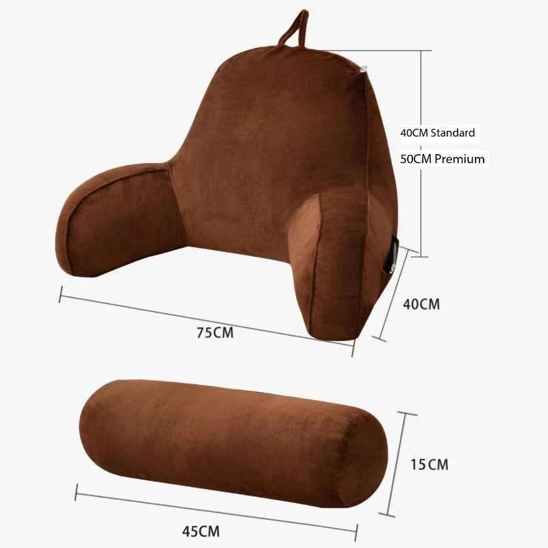 Backrest Pillow With Arms and Adjustable Headrest