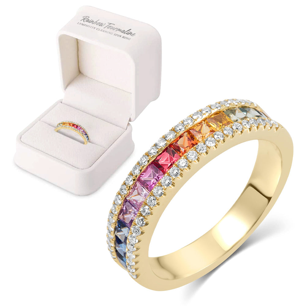 GFOUK™ Rainbow Tourmaline Lvmphvity Cleaning Spin Ring