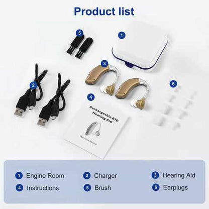 Rechargeable Digital In-ear Hearing Aids for Adults