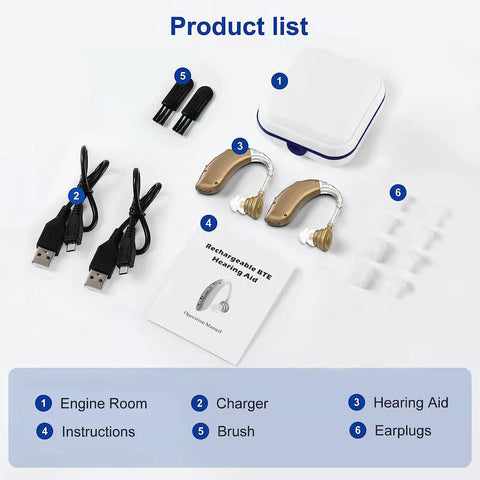 Rechargeable Digital In-ear Hearing Aids for Adults (Pair)